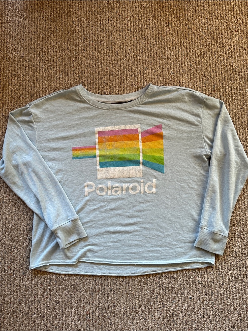 VTG Polaroid Light Blue Long-Sleeve Style Graphic T-Shirt Size XL